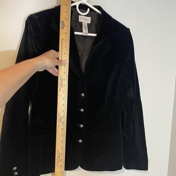 Liz Claiborne Velvet Blazer 4-Button Single Breasted Black Lined Pockets Size 10 - Picture 4 of 8